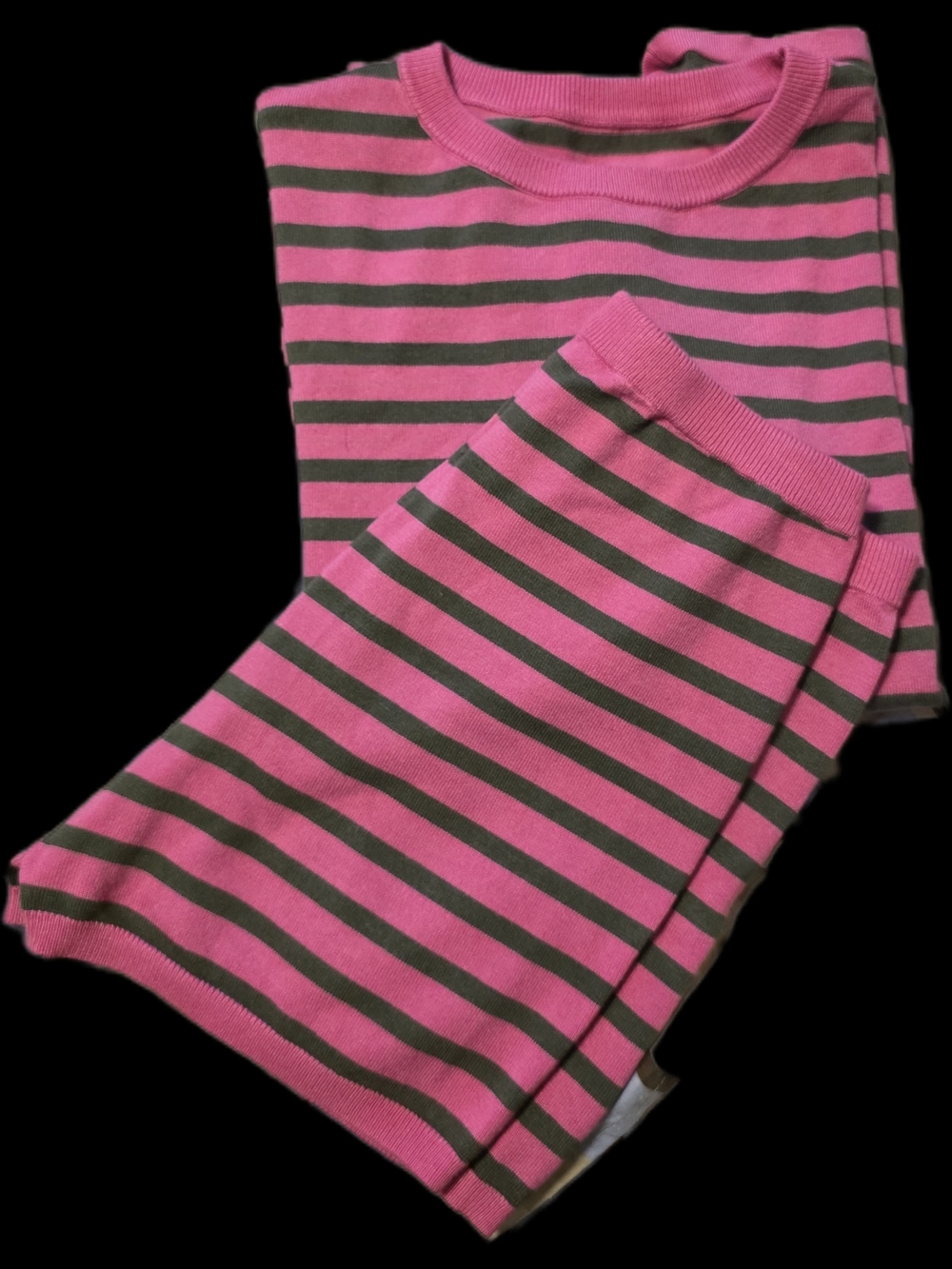Striped Pink and Olive Women's Pajama Set